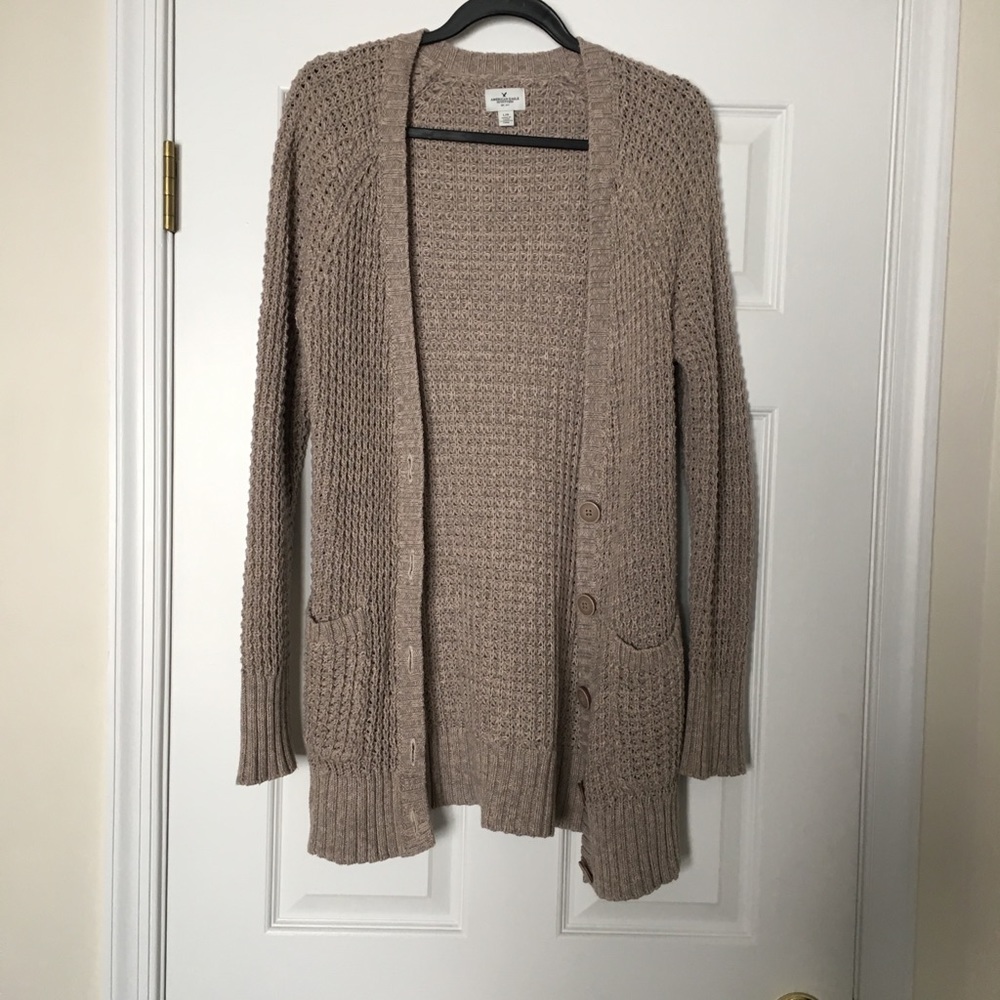 Long Cozy American Eagle Sweater Tan